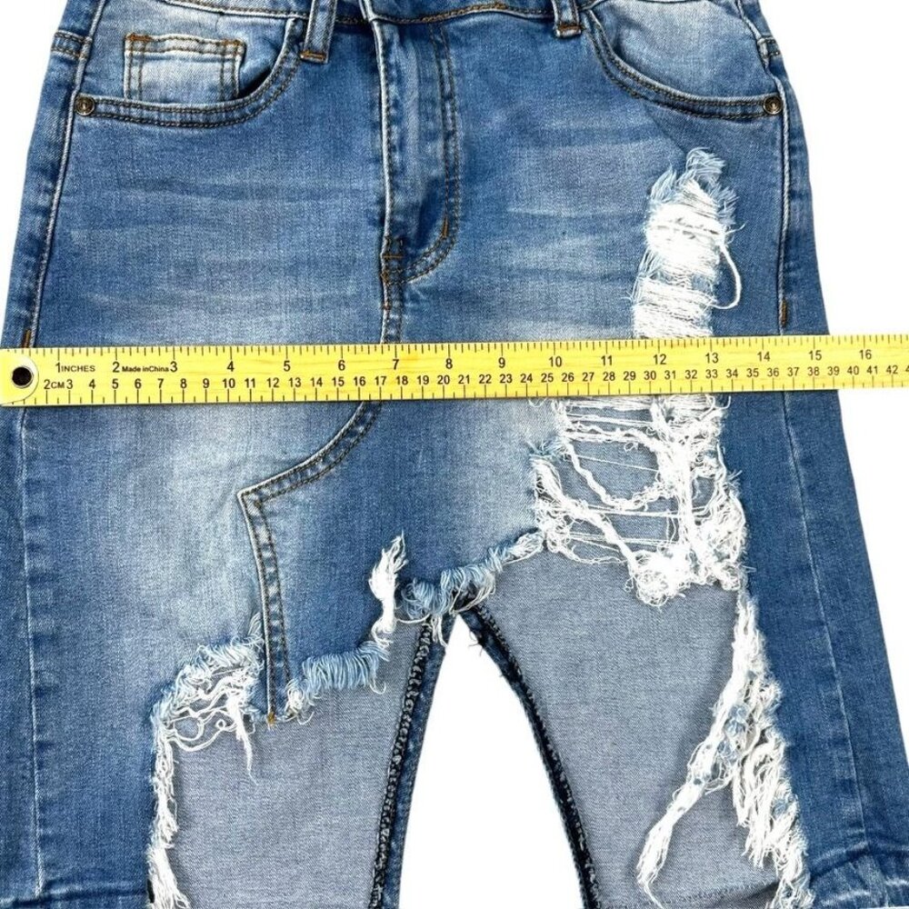 Machine Distressed Ripped Denim Skirt Size M - Picture 9 of 10